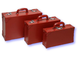 Red Vinyl Suitcase Set