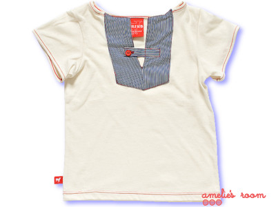 Knuffle Kid the tiki top - cream with blue stripe