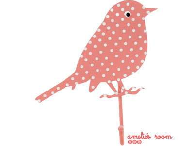 Metal Bird Wall Hook - Pink