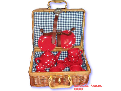 red porcelain afternoon tea set