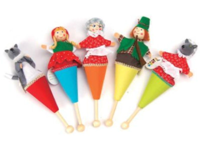 red riding hood cone puppet set