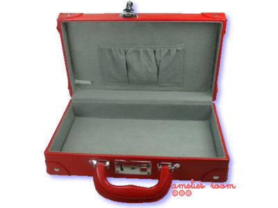 Red Vinyl Suitcase Set